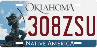 OK license plate 308ZSU