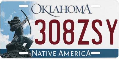 OK license plate 308ZSY