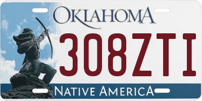 OK license plate 308ZTI