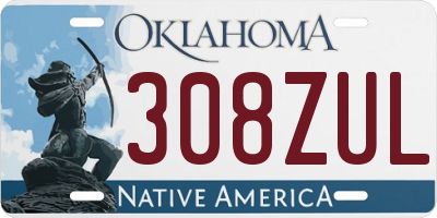 OK license plate 308ZUL