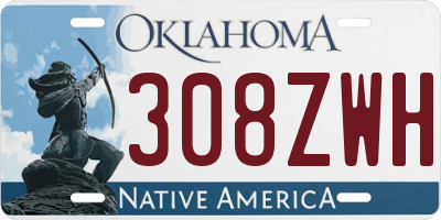 OK license plate 308ZWH