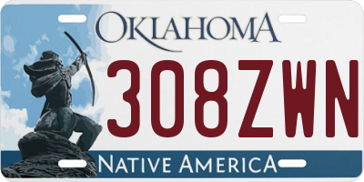 OK license plate 308ZWN