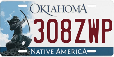 OK license plate 308ZWP