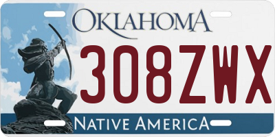 OK license plate 308ZWX