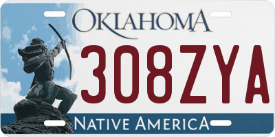 OK license plate 308ZYA