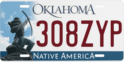 OK license plate 308ZYP