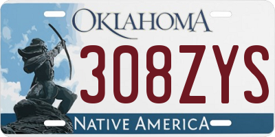 OK license plate 308ZYS