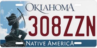 OK license plate 308ZZN