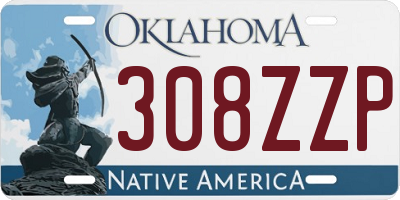 OK license plate 308ZZP