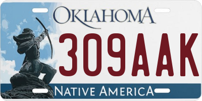 OK license plate 309AAK