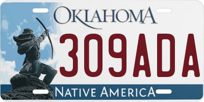 OK license plate 309ADA