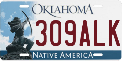 OK license plate 309ALK