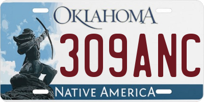 OK license plate 309ANC