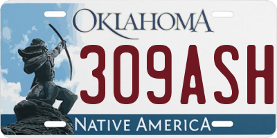 OK license plate 309ASH