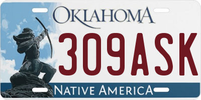 OK license plate 309ASK