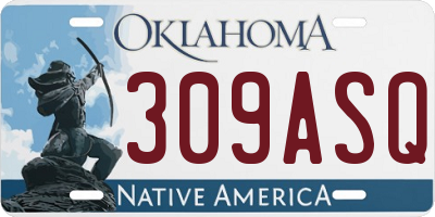 OK license plate 309ASQ