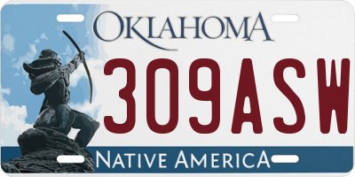 OK license plate 309ASW