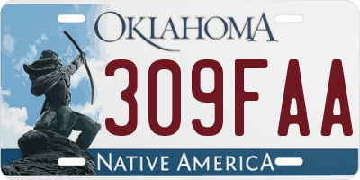 OK license plate 309FAA
