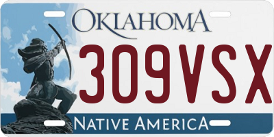 OK license plate 309VSX