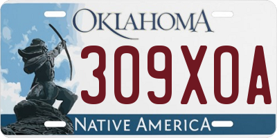 OK license plate 309XOA