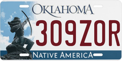 OK license plate 309ZOR