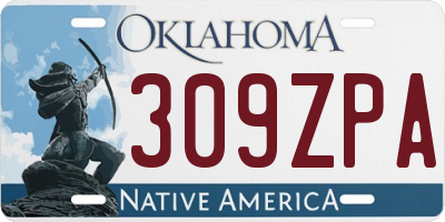 OK license plate 309ZPA