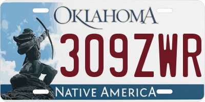 OK license plate 309ZWR