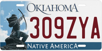 OK license plate 309ZYA