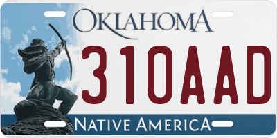 OK license plate 310AAD