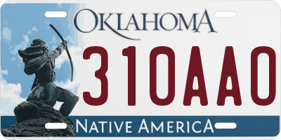 OK license plate 310AAO