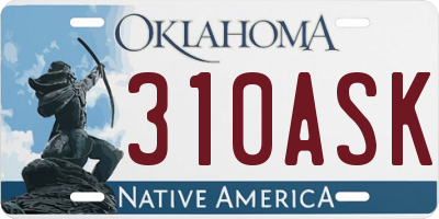 OK license plate 310ASK
