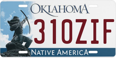 OK license plate 310ZIF