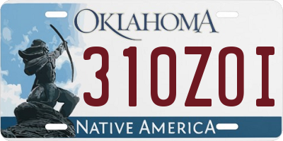OK license plate 310ZOI