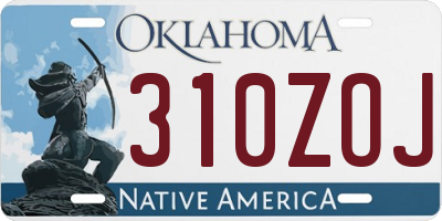 OK license plate 310ZOJ