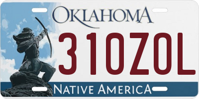 OK license plate 310ZOL