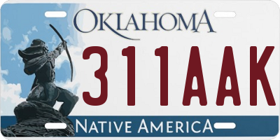 OK license plate 311AAK