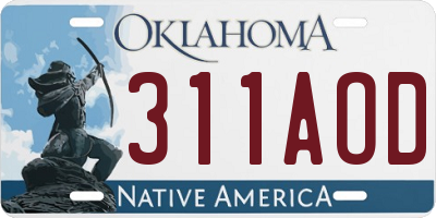 OK license plate 311AOD