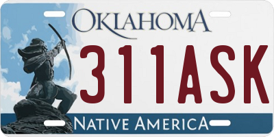 OK license plate 311ASK