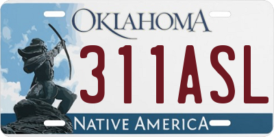 OK license plate 311ASL