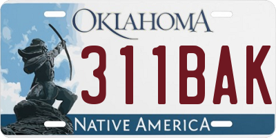 OK license plate 311BAK