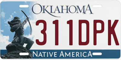 OK license plate 311DPK