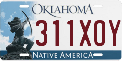 OK license plate 311XOY