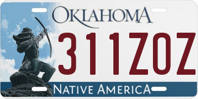 OK license plate 311ZOZ