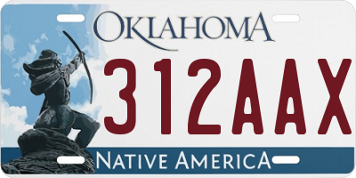 OK license plate 312AAX