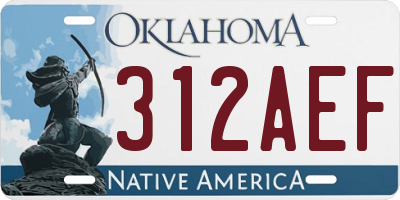 OK license plate 312AEF