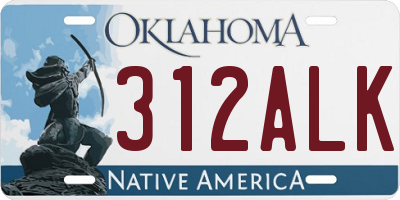 OK license plate 312ALK