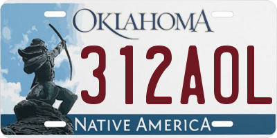OK license plate 312AOL
