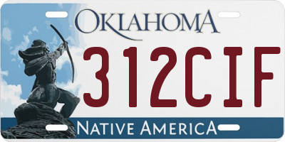 OK license plate 312CIF