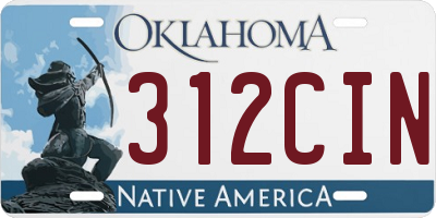 OK license plate 312CIN