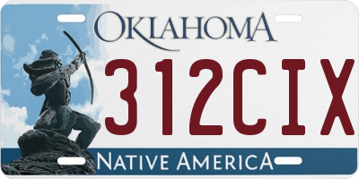 OK license plate 312CIX